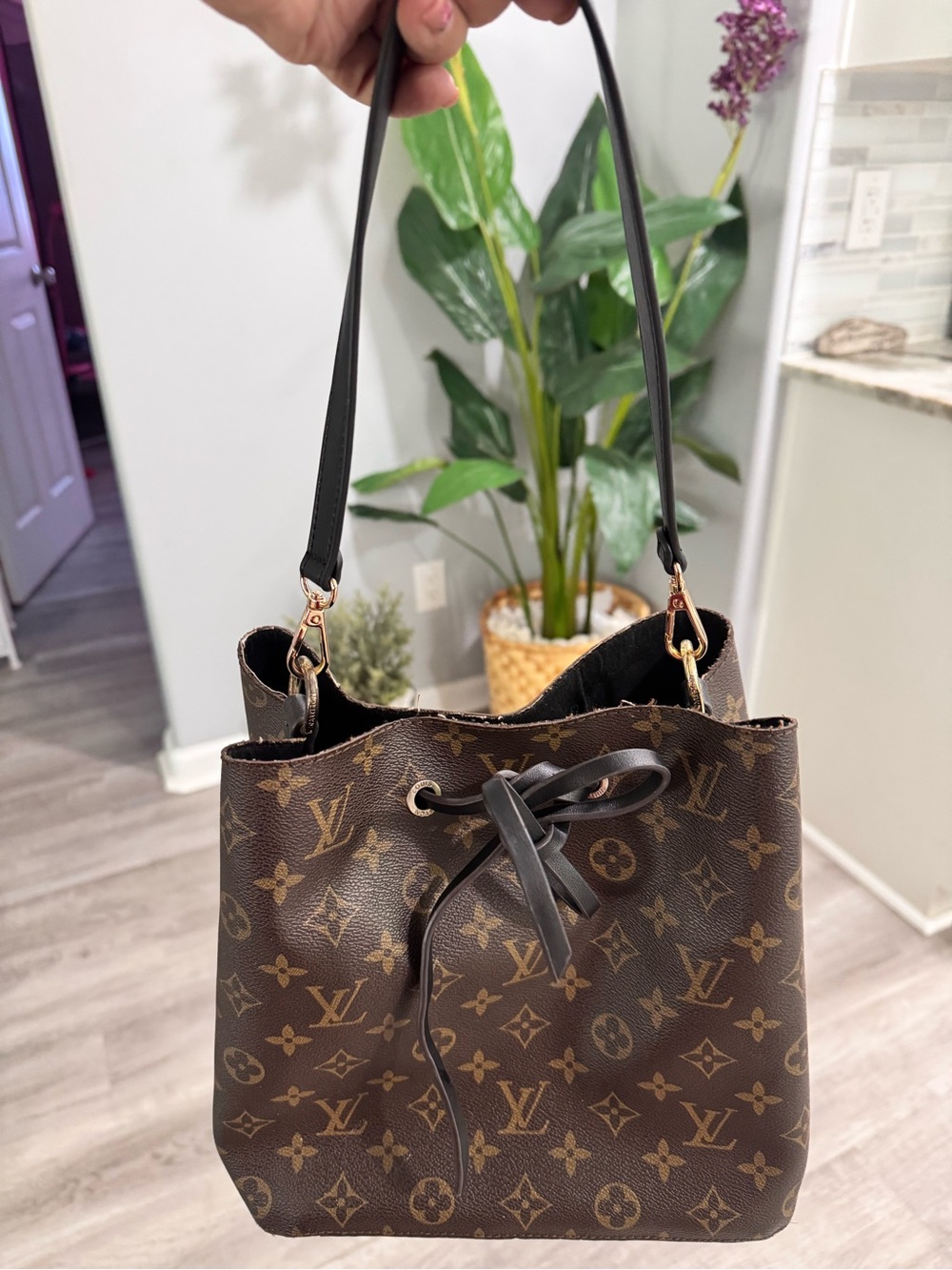 Monogram Drawstring Bucket Bag - Picture 2 of 2
